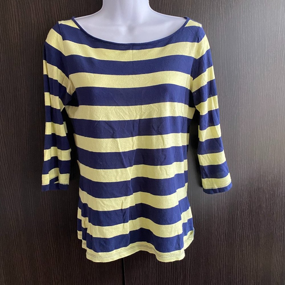 LOFT Blue Green Striped T-Shirt